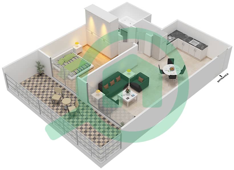 Sunrise Bay - 1 Bedroom Apartment Unit 5 FLOOR 1-5 Floor plan interactive3D