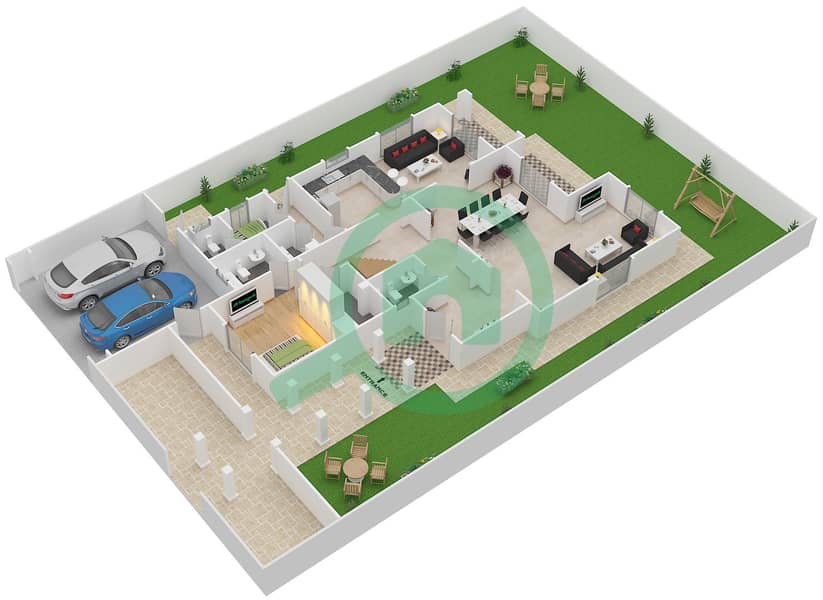 المخططات الطابقية لتصميم النموذج 5 فیلا 5 غرف نوم - فلل السدر interactive3D