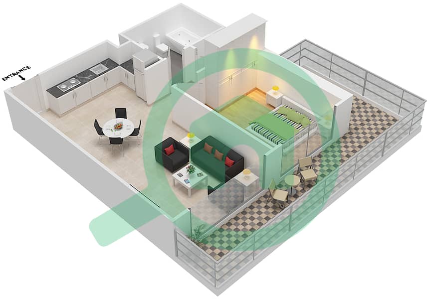 Sunrise Bay - 1 Bedroom Apartment Unit 7 FLOOR 1-5 Floor plan interactive3D