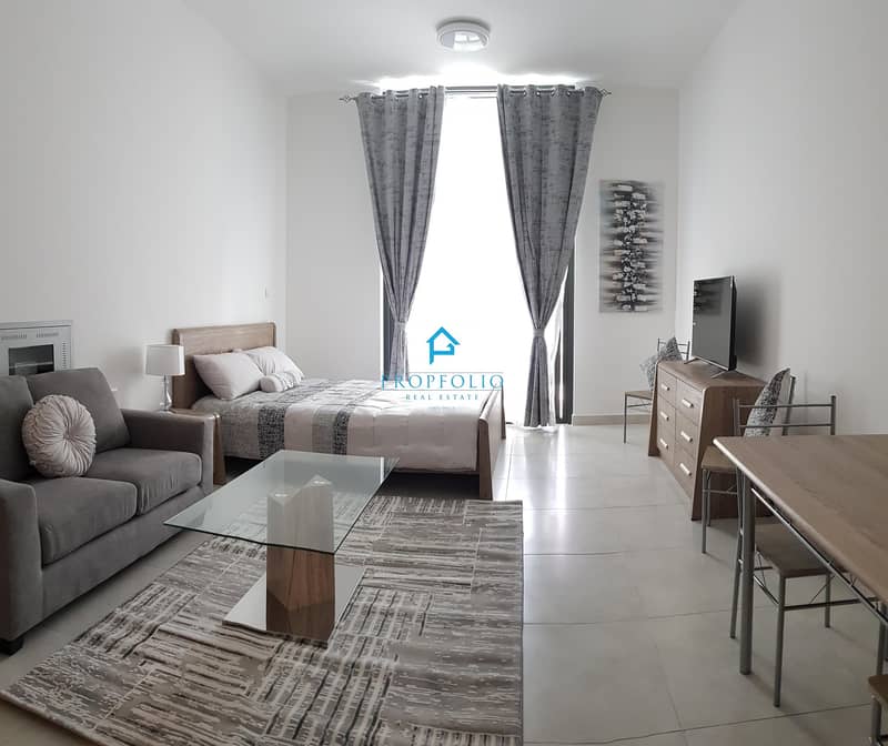 MUST SEE I AED 3400 Monthly including DEWA I Ready To Move In I Brand New I Nicely Furnished studio | Balcony | Wardrobe