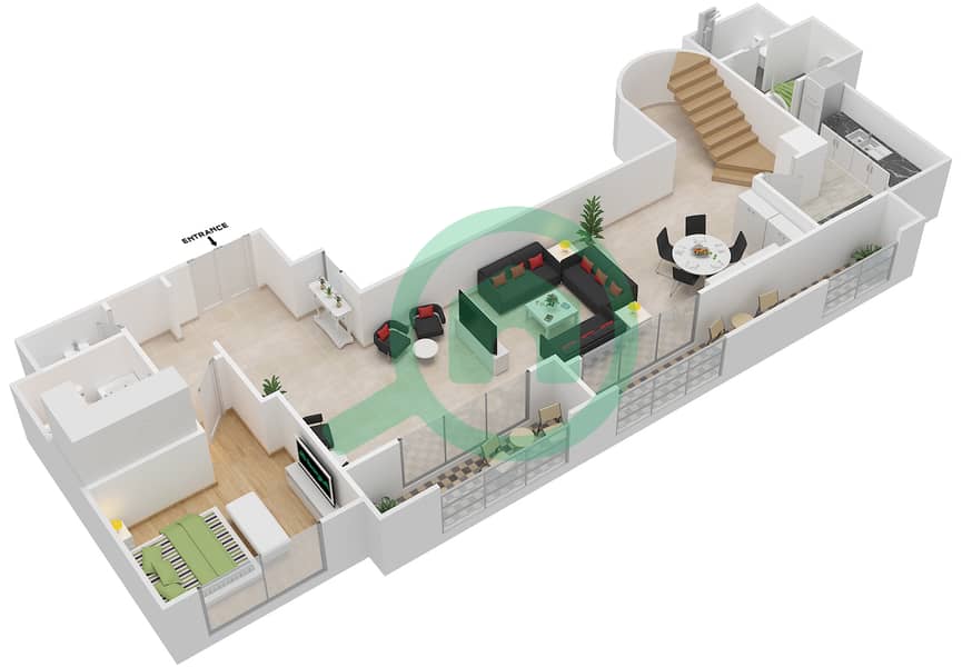 Al Fahad Tower 1 - 4 Bedroom Apartment Type D Floor plan Lower Floor 23 interactive3D
