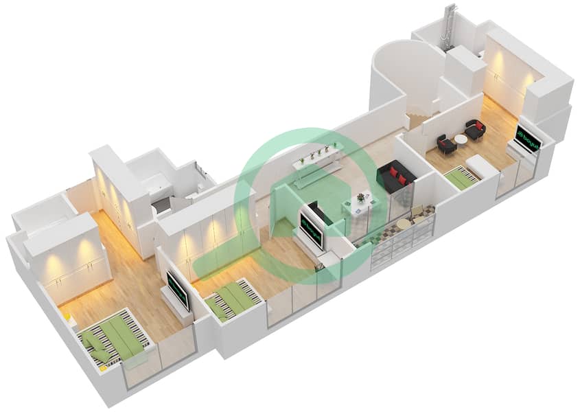 Al Fahad Tower 1 - 4 Bedroom Apartment Type D Floor plan Upper Floor 24 interactive3D