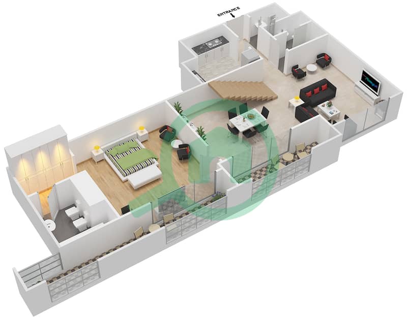 Al Fahad Tower 1 - 3 Bedroom Apartment Type B,C Floor plan Lower Floor 23 interactive3D