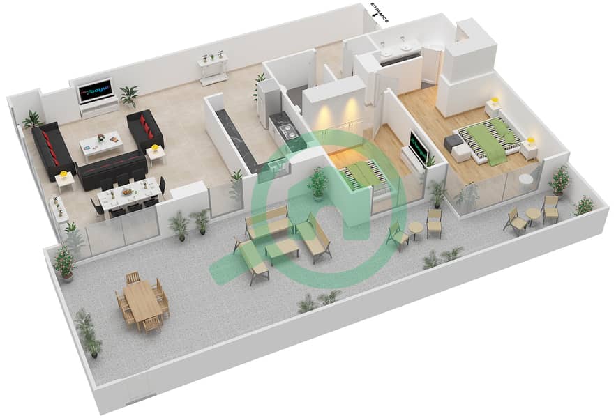 Jenna Main Square 1 - 2 Bedroom Apartment Type/unit 2B-1/105,108 Floor plan interactive3D