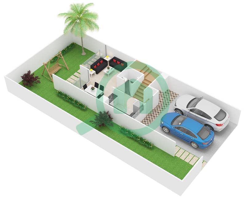 المخططات الطابقية لتصميم النموذج RR-EM فیلا 3 غرف نوم - باسوود interactive3D