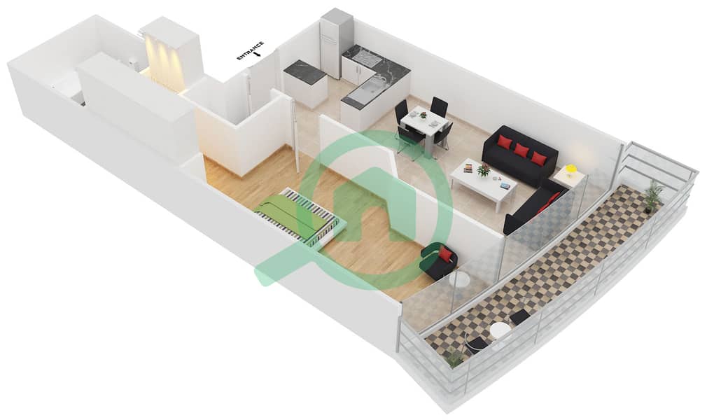Concorde Tower - 1 Bedroom Apartment Unit 6 FLOOR 2-23 Floor plan interactive3D