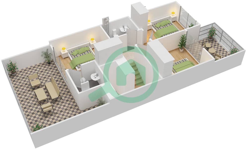 المخططات الطابقية لتصميم الوحدة R4T-EM فیلا 4 غرف نوم - فيلات صحارى interactive3D