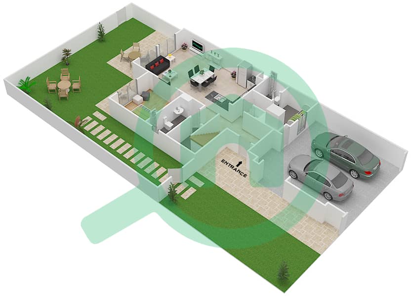 المخططات الطابقية لتصميم النموذج 4 تاون هاوس 4 غرف نوم - حياة تاون هاوس 1 interactive3D