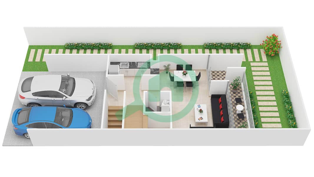 巴特阿瑟尔住宅区 - 3 卧室别墅类型EE戶型图 interactive3D