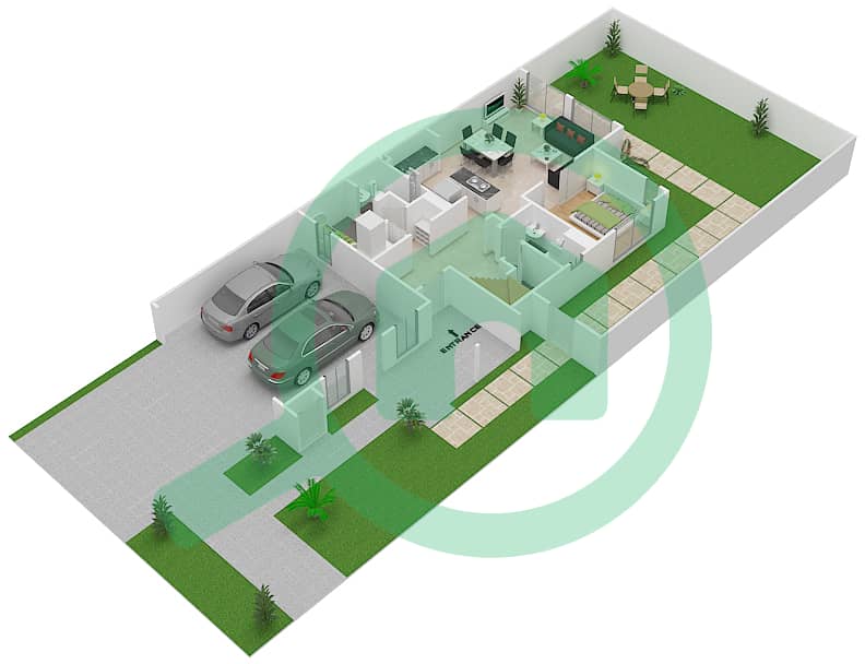 Hayat Townhouses 2 - 4 Bedroom Townhouse Type 7 Floor plan interactive3D