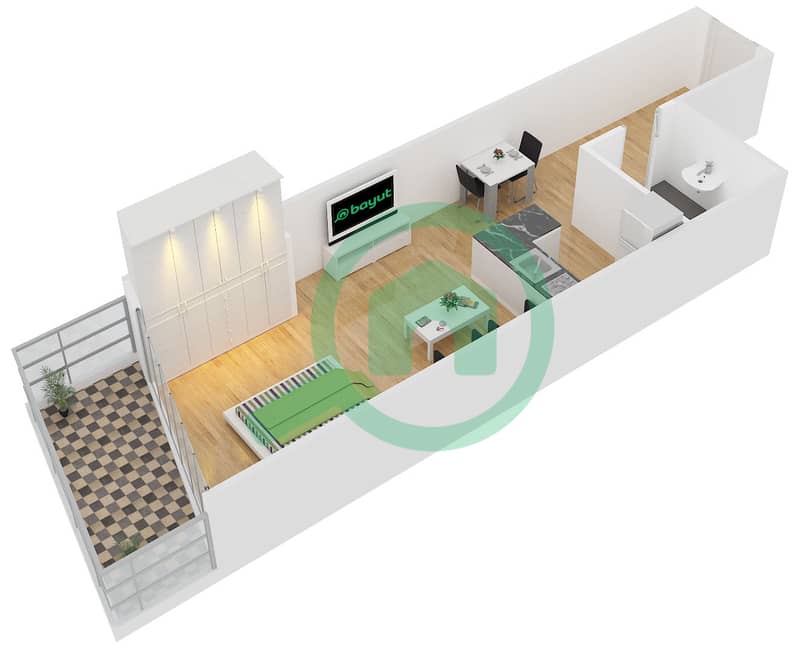 Конкорд Тауэр - Апартамент Студия планировка Единица измерения 10 FIRST FLOOR interactive3D