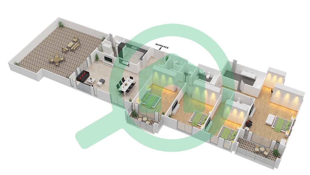 المخططات الطابقية لتصميم الوحدة 6 شقة 4 غرف نوم - بناية لامتارا 2 Floor 9
Unit No: 906 interactive3D