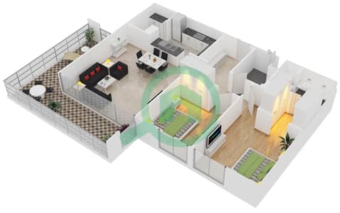 A1 - 2 Bedroom Apartment Unit 310,410,510,910 FLOOR 2-9 Floor plan