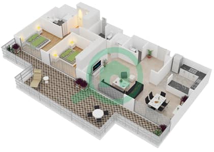 A1 - 2 Bedroom Apartment Unit 1102,1103 Floor plan