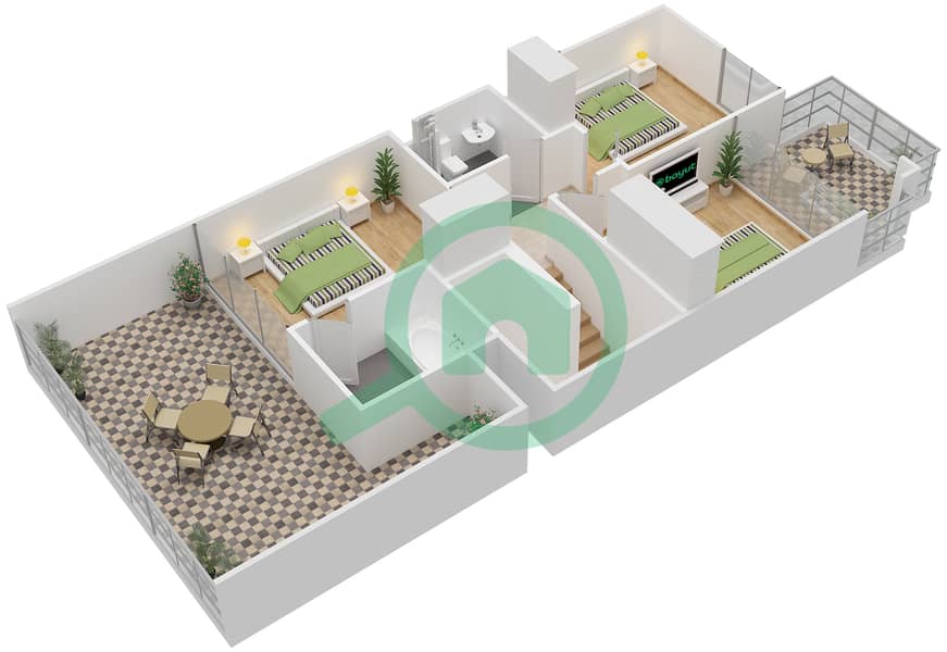 维多利亚住宅区 - 4 卧室别墅类型R4-EM, R4-EE戶型图 interactive3D
