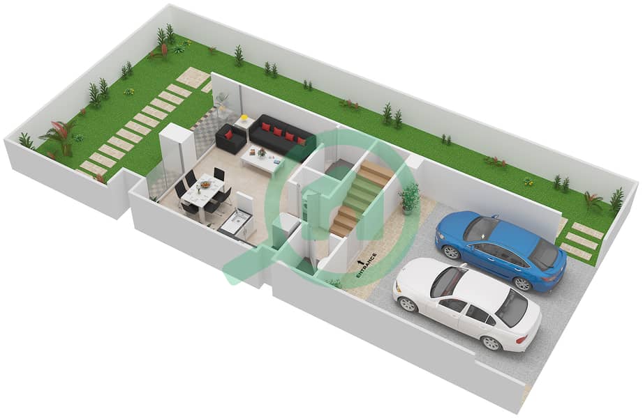 维多利亚住宅区 - 3 卧室别墅类型RN-EE, RN-EM戶型图 interactive3D