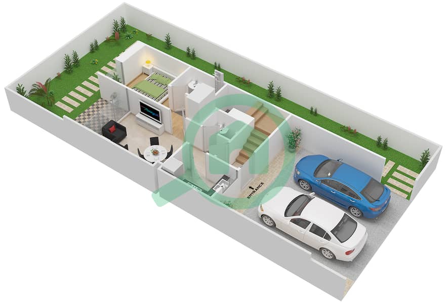 Victoria - 2 Bedroom Villa Type RI-EE, RN-EM Floor plan interactive3D