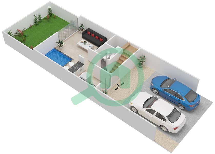维多利亚住宅区 - 1 卧室别墅类型RJ-M戶型图 interactive3D