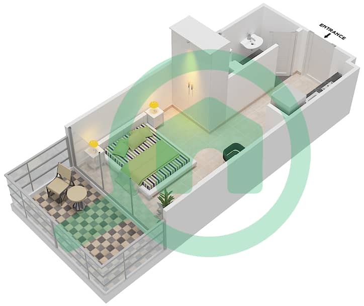 المخططات الطابقية لتصميم النموذج / الوحدة 1B / 02 FLOOR 2-6 شقة استوديو - عزيزي ريفييرا 21 interactive3D