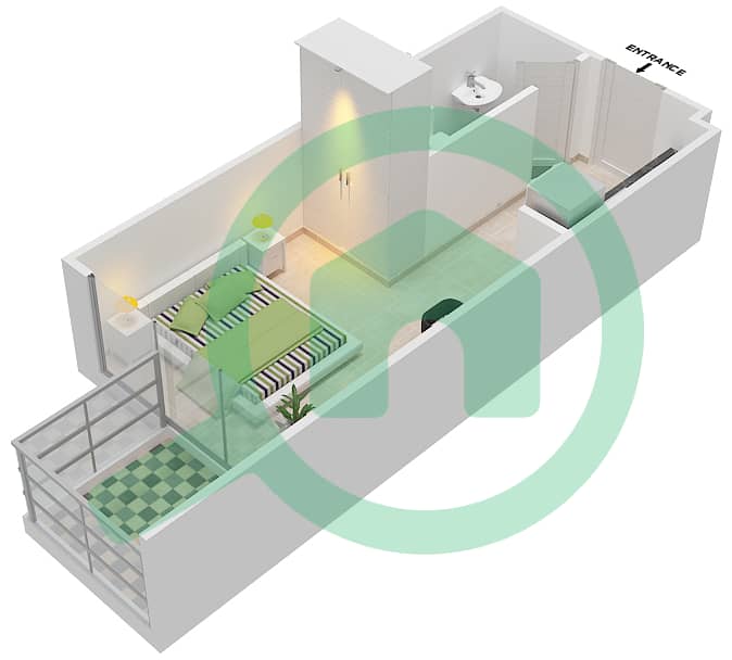 Azizi Riviera 21 - Studio Apartment Type/unit 1B / 01,03 FLOOR 9-10 Floor plan interactive3D