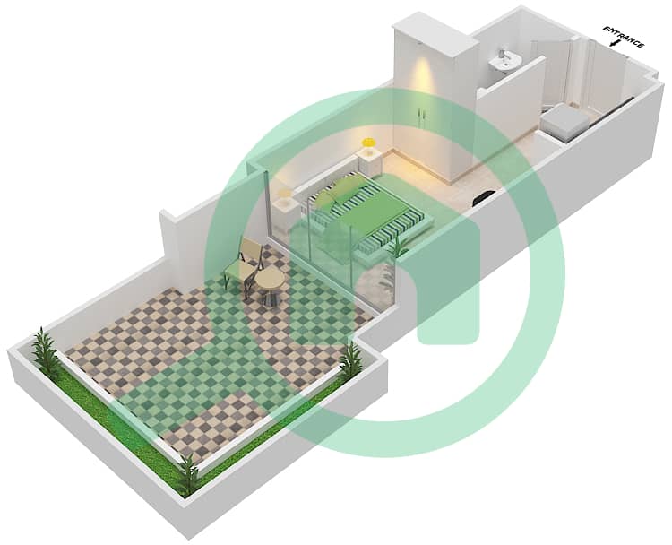 Azizi Riviera 21 - Studio Apartment Type/unit 1A \ 01 FLOOR 1 Floor plan interactive3D