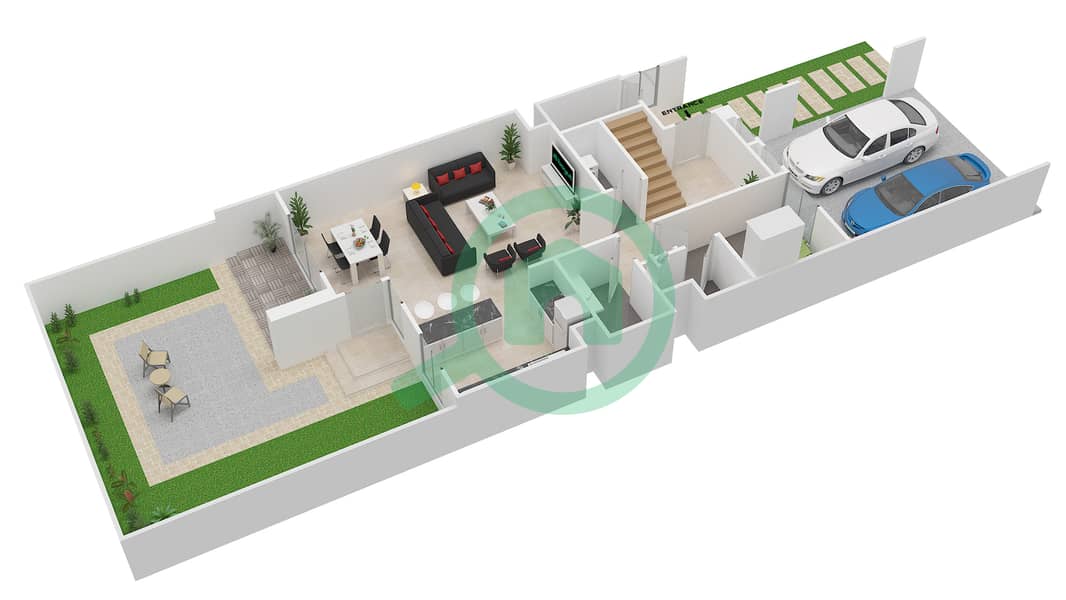 Reem - 3 Bedroom Townhouse Type 2M Floor plan interactive3D