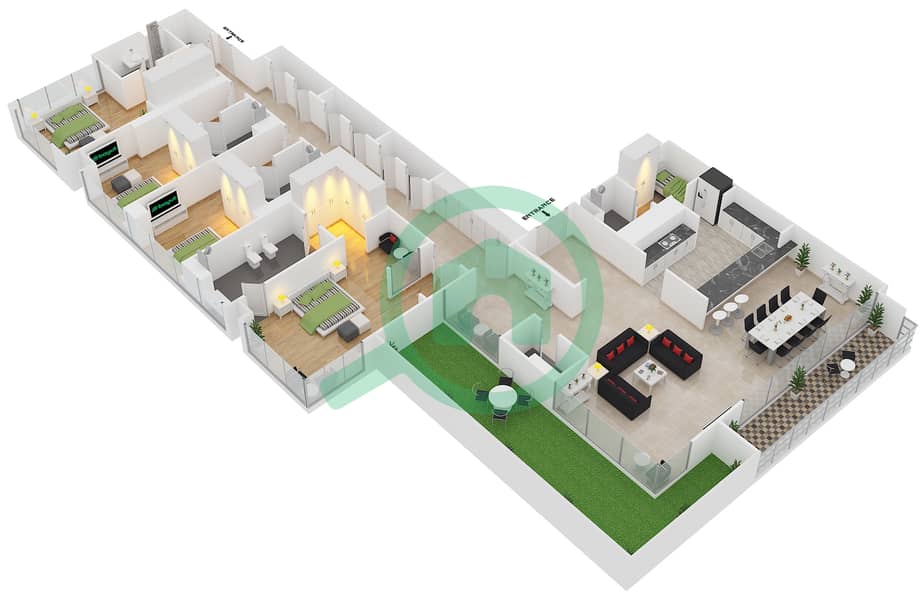 Al Maha Tower - 4 Bedroom Apartment Type/unit G/2 FLOOR 40 Floor plan Floor 40 interactive3D