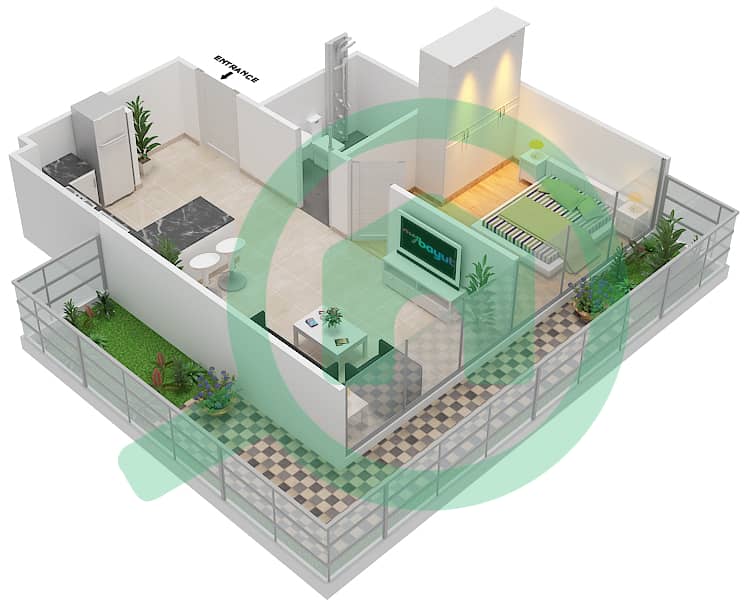 Azizi Riviera 21 - 1 Bedroom Apartment Type/unit 1B / 06 FLOOR 7-8 Floor plan interactive3D
