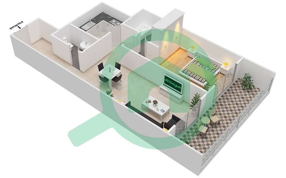 薰衣草大厦 - 1 卧室公寓单位7 FLOOR 42-46戶型图 interactive3D