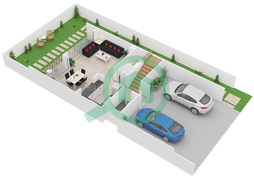 Aquilegia - 3 Bedroom Villa Type RC1-EE Floor plan interactive3D