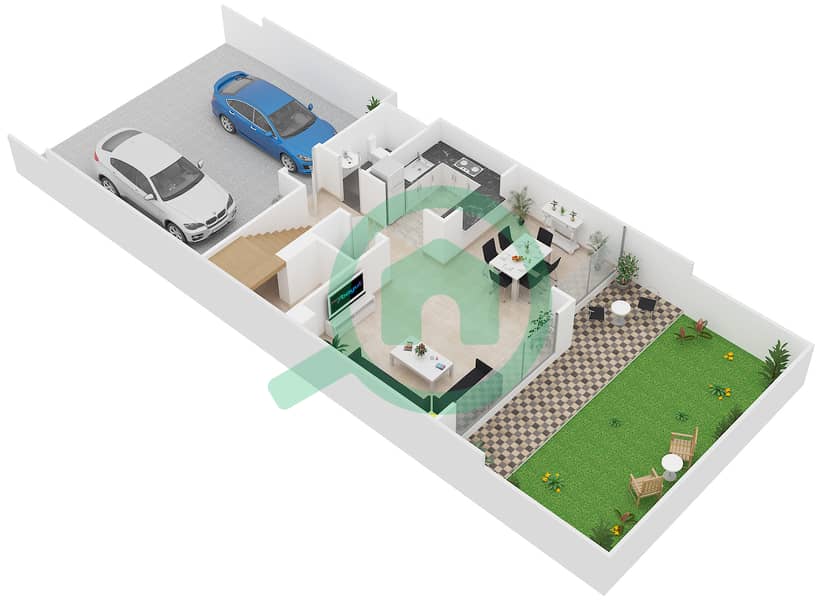 Aquilegia - 3 Bedroom Villa Type RC1-M Floor plan interactive3D