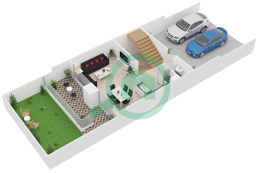 المخططات الطابقية لتصميم النموذج RCB-M فیلا 3 غرف نوم - أكويليجيا interactive3D