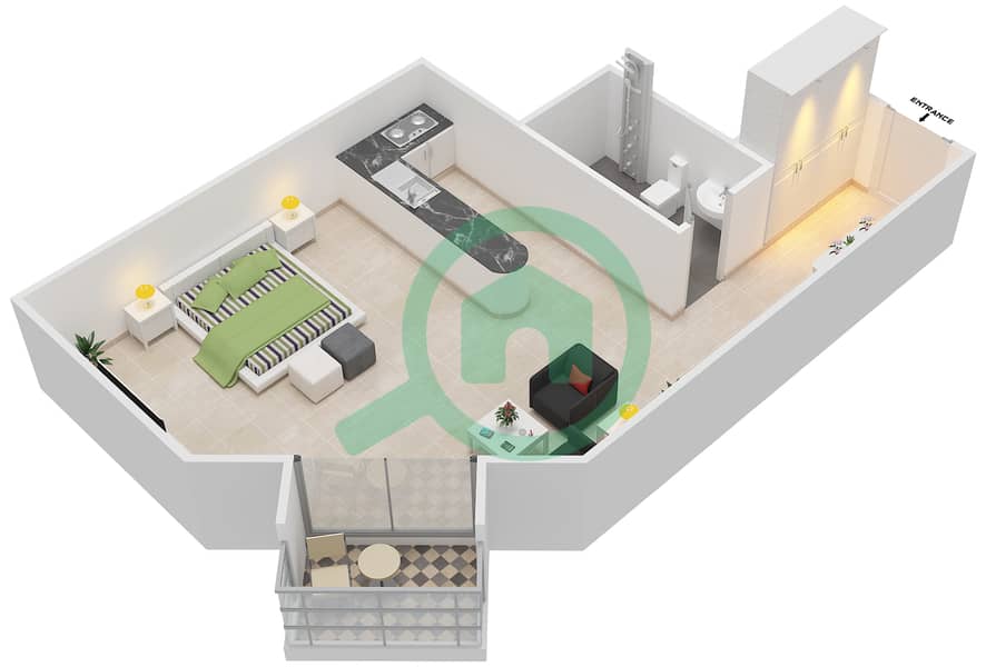 安萨姆公寓 - 单身公寓类型B-ANSAM 4戶型图 interactive3D