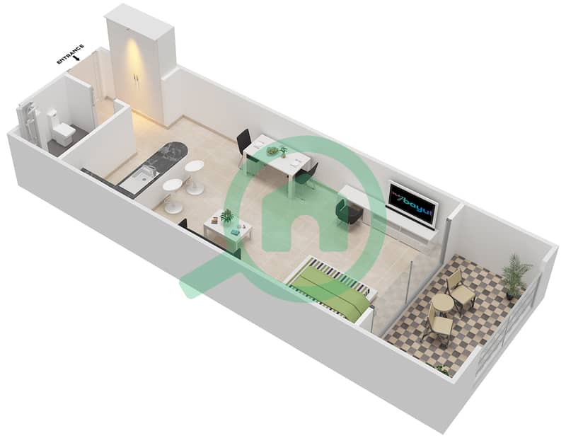 Ansam - Studio Apartment Type A-ANSAM 1 Floor plan interactive3D