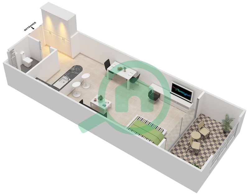 Ансам - Апартамент Студия планировка Тип A-ANSAM 4 interactive3D