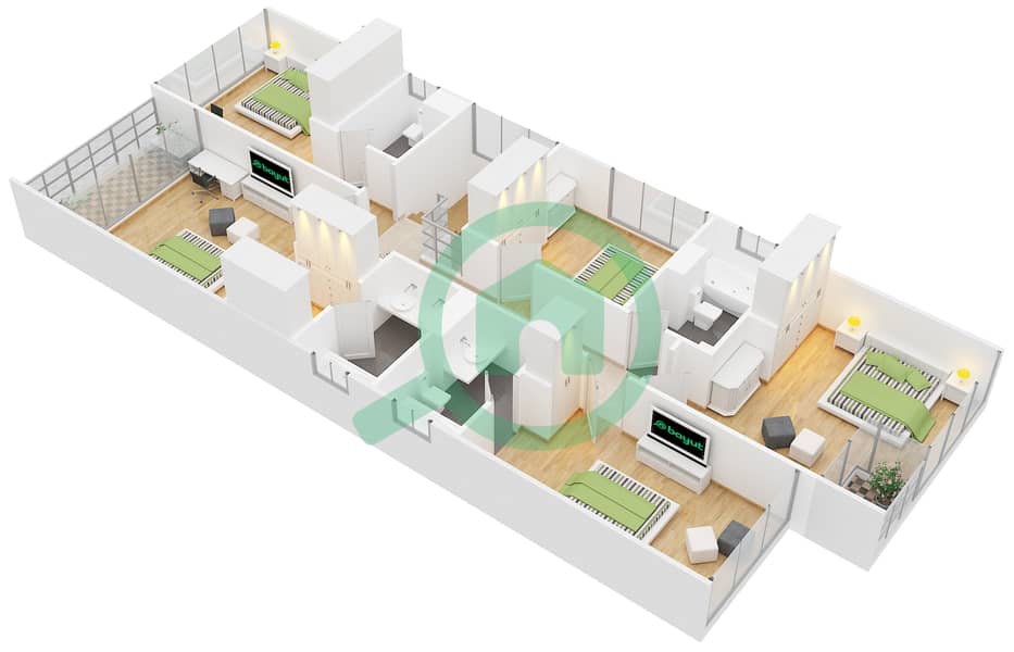 卡萨布兰卡精品别墅 - 6 卧室别墅类型V2-L2戶型图 interactive3D
