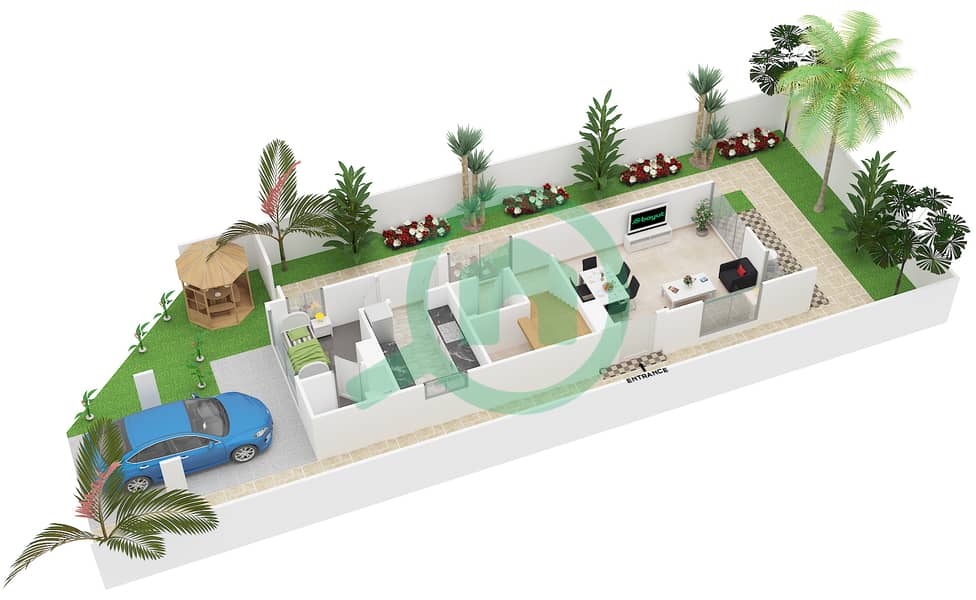 达马克山庄2号（达马克阿克雅） - 3 卧室别墅类型V2-S1戶型图 interactive3D