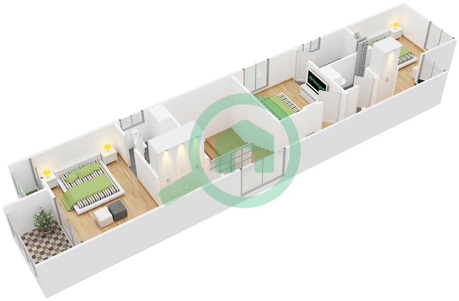 达马克山庄2号（达马克阿克雅） - 3 卧室别墅类型V2-S1戶型图 interactive3D
