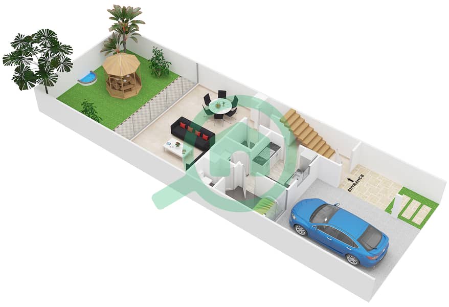 المخططات الطابقية لتصميم النموذج XU-B1 فیلا 4 غرف نوم - (أكويا من داماك) داماك هيلز 2 interactive3D