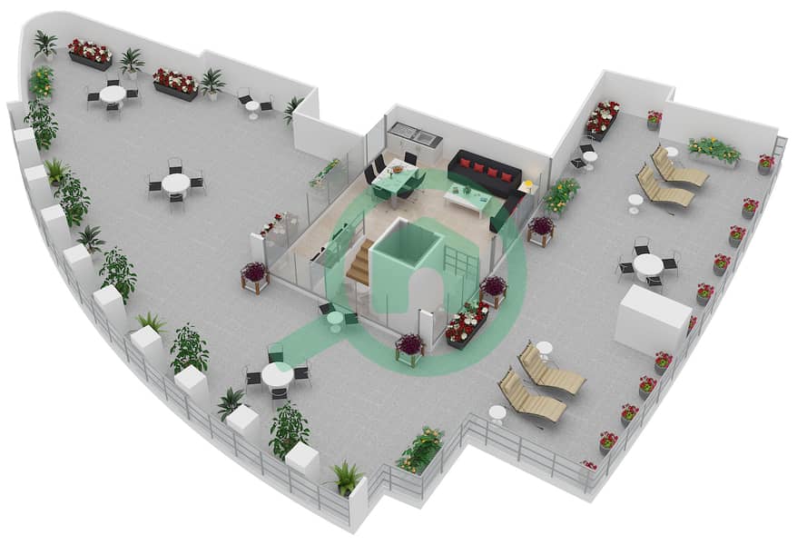 Burj Vista 1 - 5 Bedroom Apartment Unit 1 Floor plan interactive3D