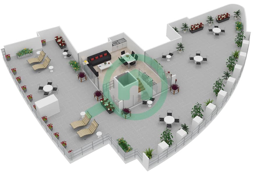 Burj Vista 1 - 5 Bedroom Apartment Unit 3 Floor plan interactive3D