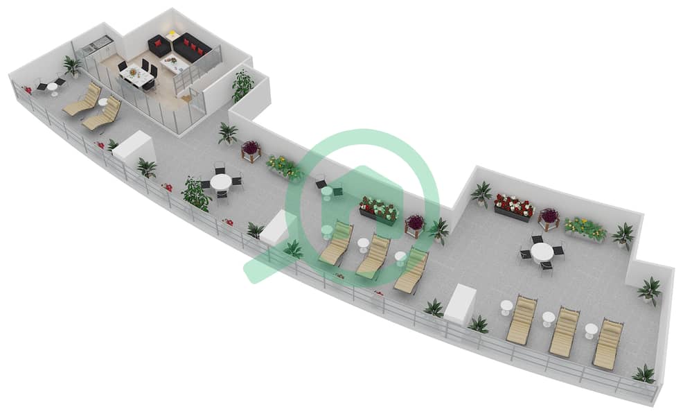 Burj Vista 1 - 12 Bedroom Apartment Unit 4 - 1 Floor plan interactive3D