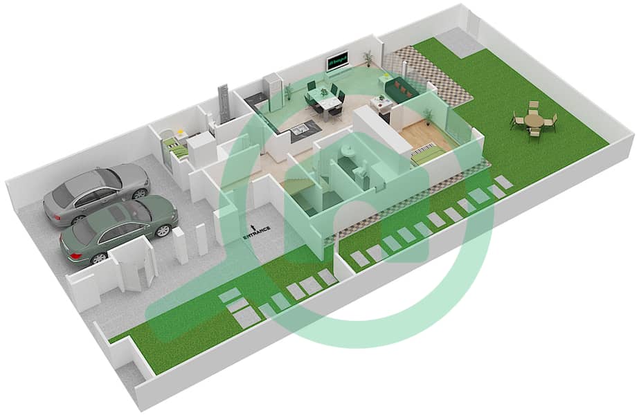 Sama Townhouses - 4 Bedroom Townhouse Type/unit 4A Floor plan interactive3D