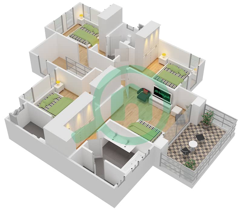Мира Оазис 3 - Таунхаус 4 Cпальни планировка Тип F interactive3D