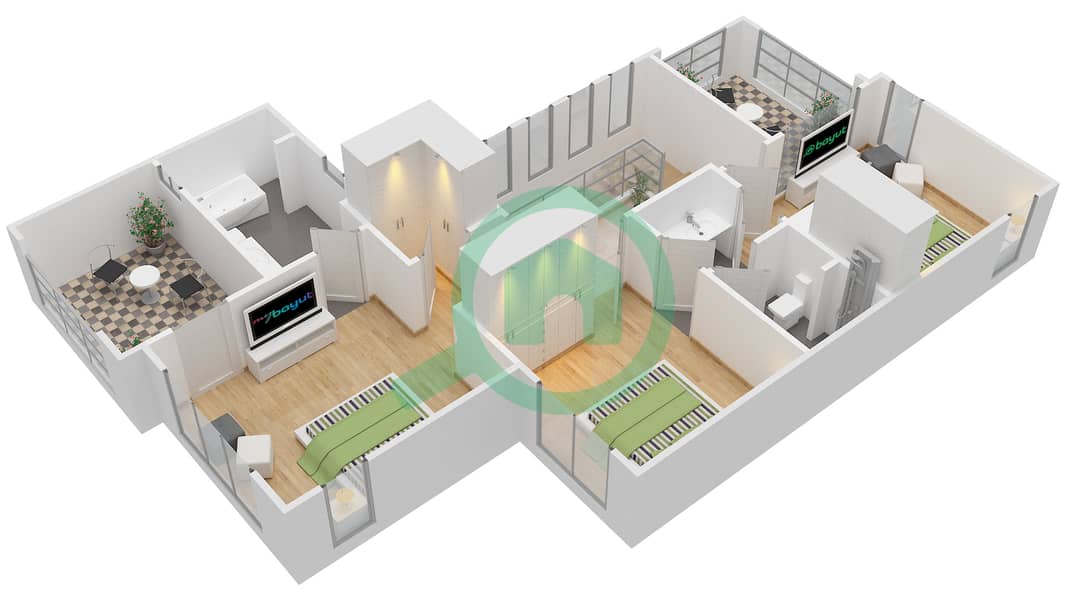 Мира Оазис 3 - Таунхаус 3 Cпальни планировка Тип J interactive3D