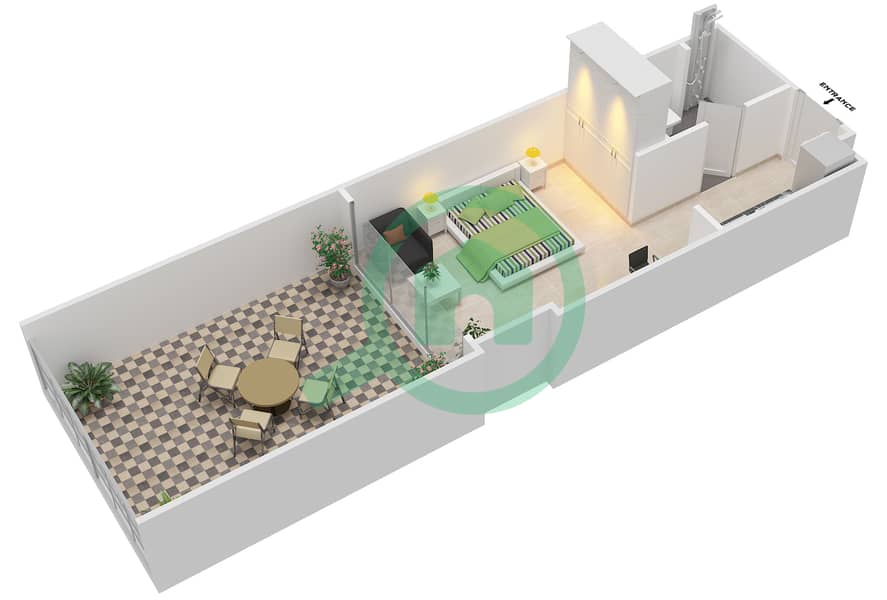 Farhad Azizi Residence - Studio Apartment Type 1 FLOOR 1 Floor plan interactive3D