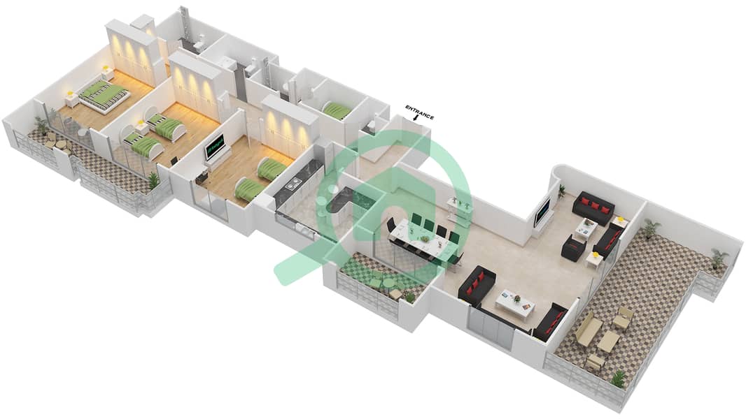 Ansam - 3 Bedroom Apartment Type F-ANSAM 4 Floor plan interactive3D