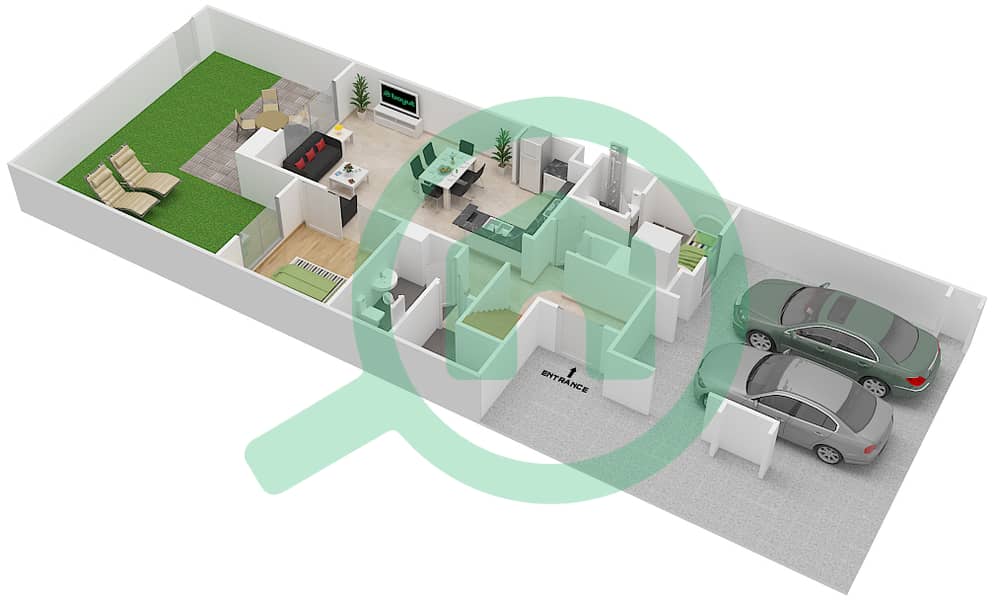 萨菲联排别墅 - 4 卧室联排别墅类型12戶型图 interactive3D