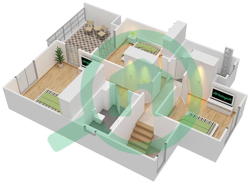 Safi Townhouses - 4 Bedroom Townhouse Type 12 Floor plan interactive3D