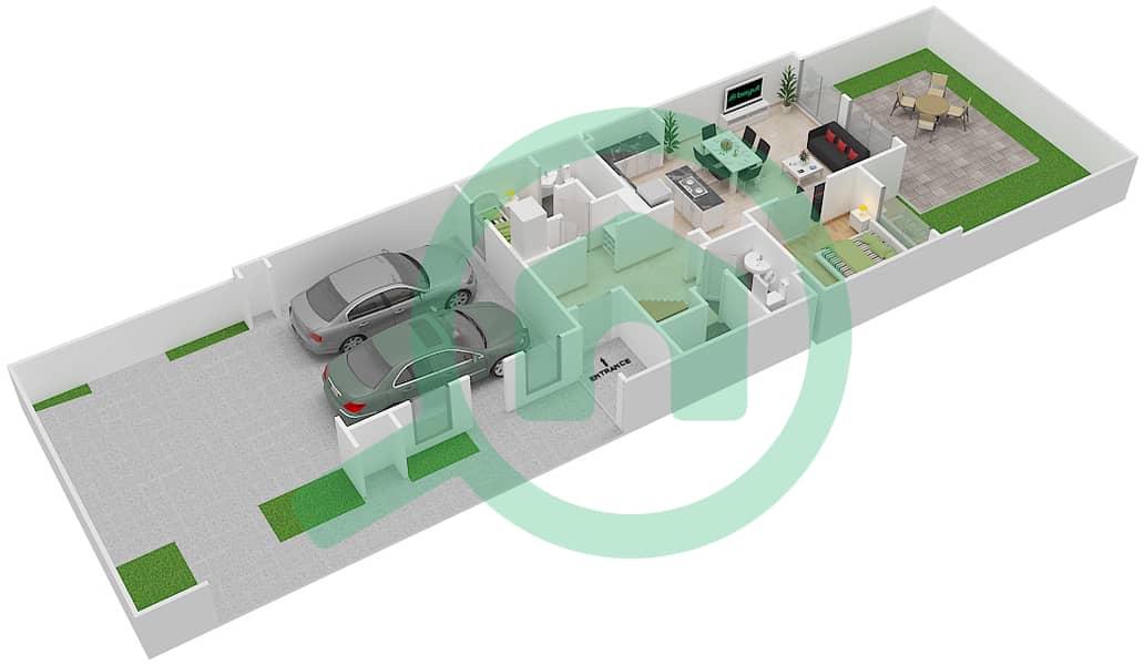 المخططات الطابقية لتصميم النموذج 11 تاون هاوس 4 غرف نوم - صافي تاون هاوس interactive3D